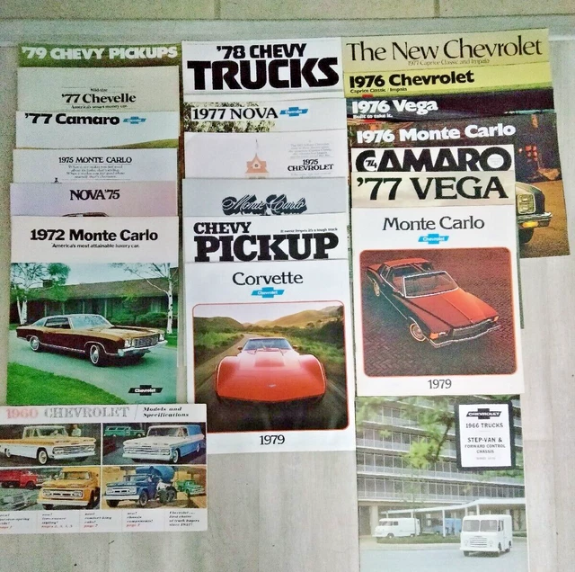 Big Lot Of 1960'S Thru 1980'S Chevy Original Dealer Brochures ( 22 Pcs.)