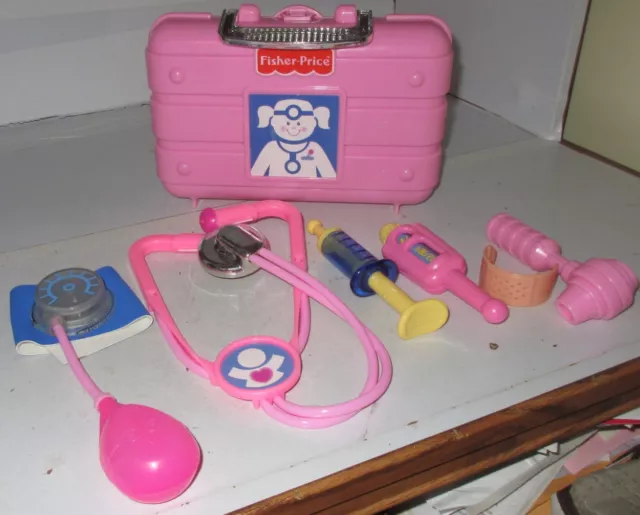 Fisher Price Pink Medical Doctor Nurse Kit In Case With Handle & 6 Accessories