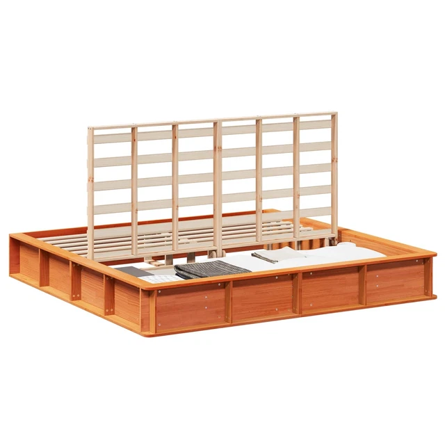 BED FRAME SOLID Pine Wood Platform Modern Bedroom Furniture Wooden Home ...