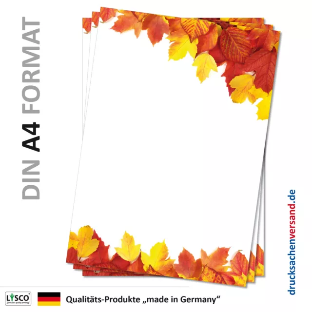 Motivpapier Briefpapier (Herbst-5063 DIN A4 100 Blatt) bunte Blätter gelb rot