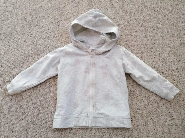 Kinder Übergangs Sweat Strick Jacke Gr. 80 H&M Kapuze grau Punkte