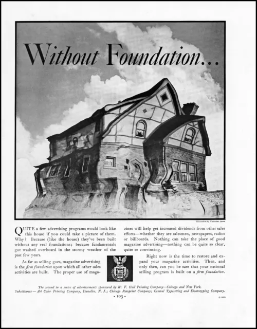 1933 Valentino Sarra art No Foundation Home W. F. Hall Co. vintage print ad XL3