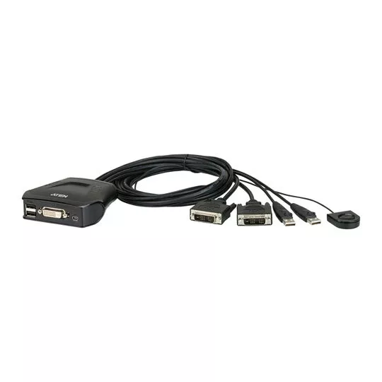 ATEN CS22D 2-Port USB DVI Cable KVM Switch with Remote Port Selector, DVI-D, USB