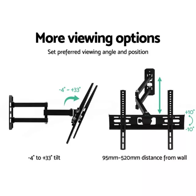 Artiss Full Motion TV Wall Mount Bracket Swivel LED LCD Plasma VESA 23-55 Inch 2