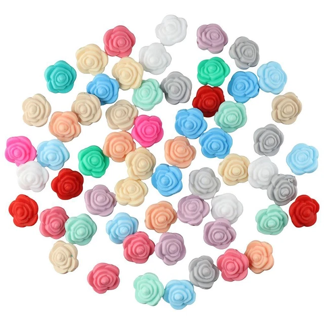 Rose shape Silicone Beads Set Loose Beads Bulk  DIY Jewellry Making Craft