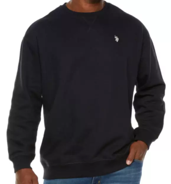 US POLO ASSN Mens Crew Neck Fleece Sweatshirt Small Black Luxury Feel NWT
