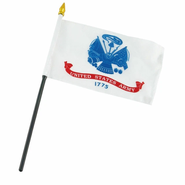 1 Dz Army White 4"x6" Flag Desk Table Stick