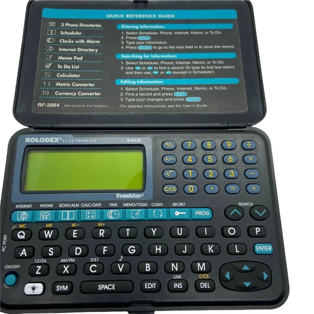ROLODEX RF2064 64K Personal Electronic Organizer Calculator Franklin
