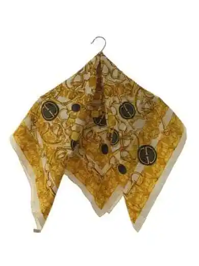 HERMES Gold Chain Design Scarf Scarf Silk CRM Total Pattern Ladies