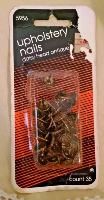 Upholstery Nails Daisy Head Antique Nos Parker Metal #5956 Qty 35 Germany 1985.