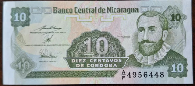 NICARAGUA Billet  10  centavo de cordoba   1991   P# 169    UNC  NEUF