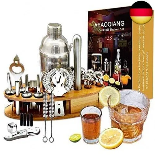 Cocktail Shaker Geschenk Edelstahl 23 Teiliges Cocktail Set Bar Zubehör