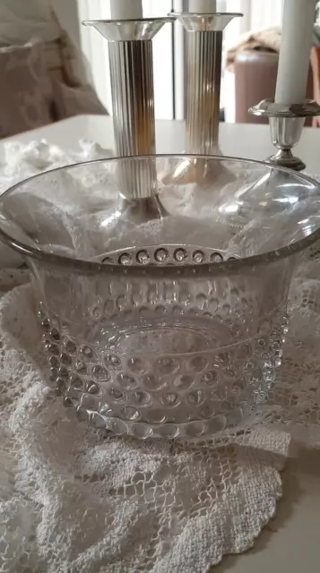 antike Glasschale / Jardiniere * Kristallglas * Reliefdekor * 10 cm hoch