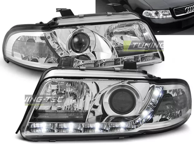 Forlykter LED DRL Se etter für AUDI A4 B5 FL 99-00 dagslys Chrome DE LPAU35EM XI