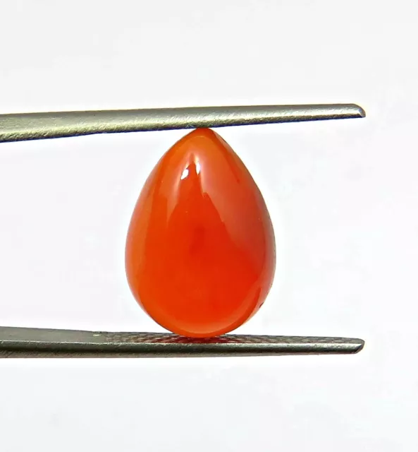 5.84 Ct Natural Orange Red Carnelian Pear Cabochon Loose Gemstone