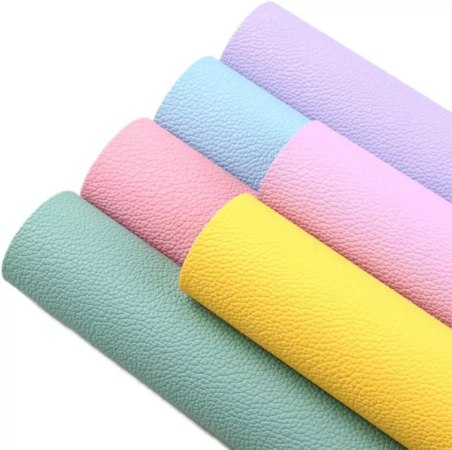 Faux Leather Sheets, 6 Pcs Bright Color Litchi Grain-Faux Leather Sheets for Lea