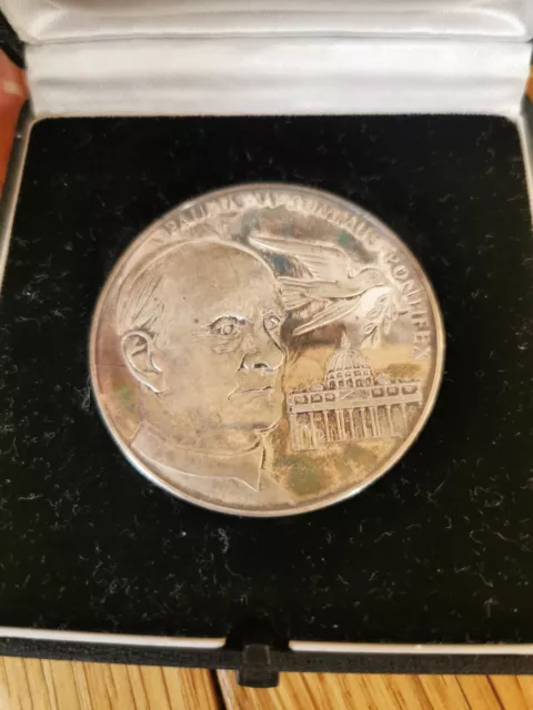 Medaille 1975 PP Papst Paulus - Heiliges Jahr 1975 Originalschatulle Silber