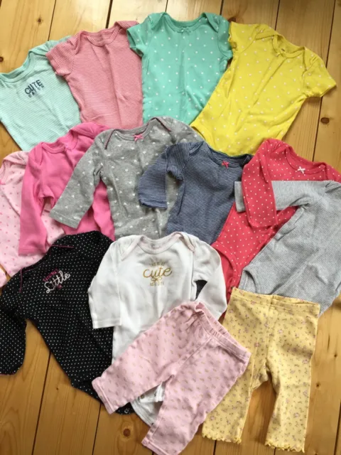 Carters Baby Girl 6 Months Bodysuits Pant Set Lot Of 14