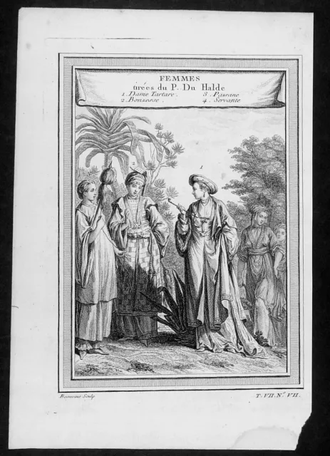 1755 Prevost Antique Print Women of Kalmyk Russia Dame, Priest, Peasant, Servant