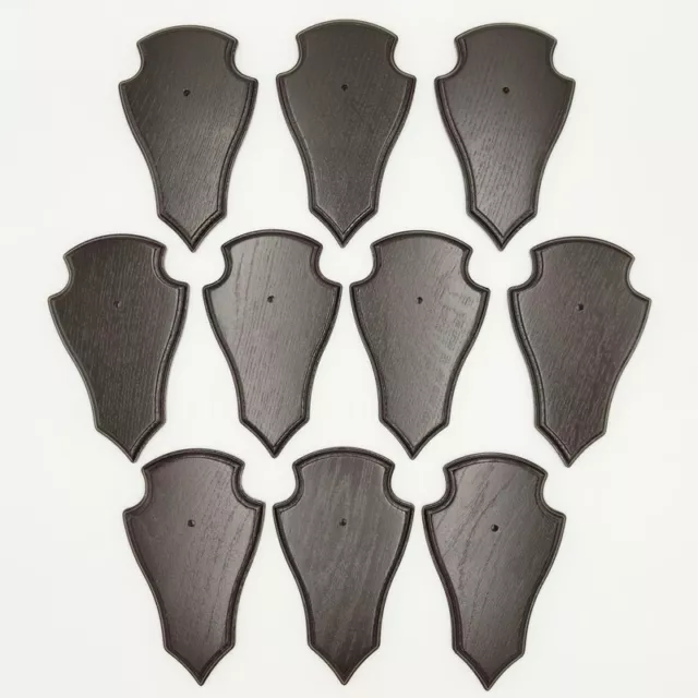 10 Pieza Ciervo Escudo de Trofeo Con Encaje En Roble Oscuro Af 19CM X 11CM Nuevo