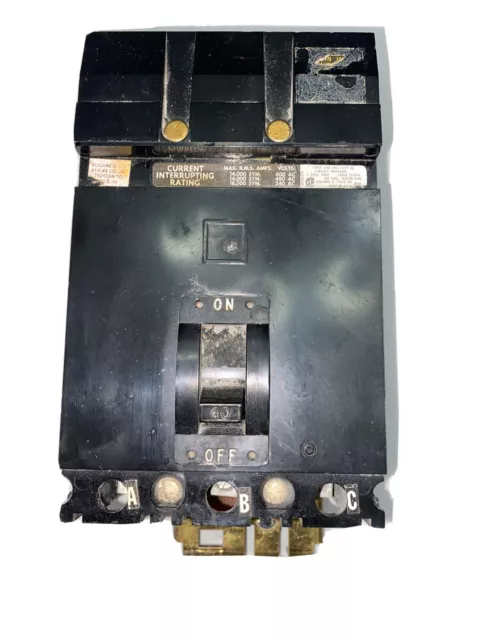 Square D FA36040 3 Pole 40 Amp 600 Vac I-Line Circuit Breaker