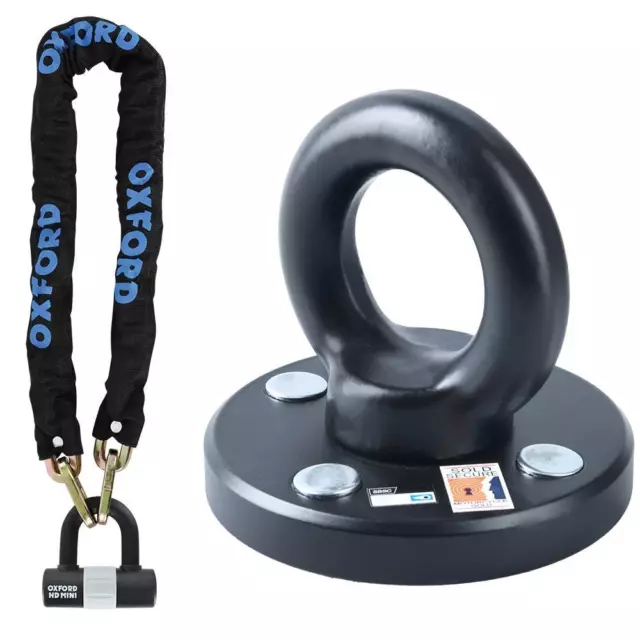 Oxford Motorcycle HD Chain nera 1M & Oxford Rota Force ancoraggio a terra bicicletta