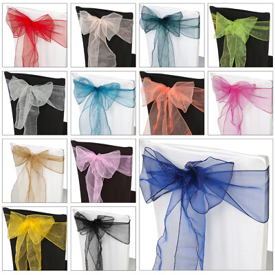 Avoria Organza Fascia Sedia Cover Fiocchi Fusciacche più Grande più Largo Nozze Festa 1 