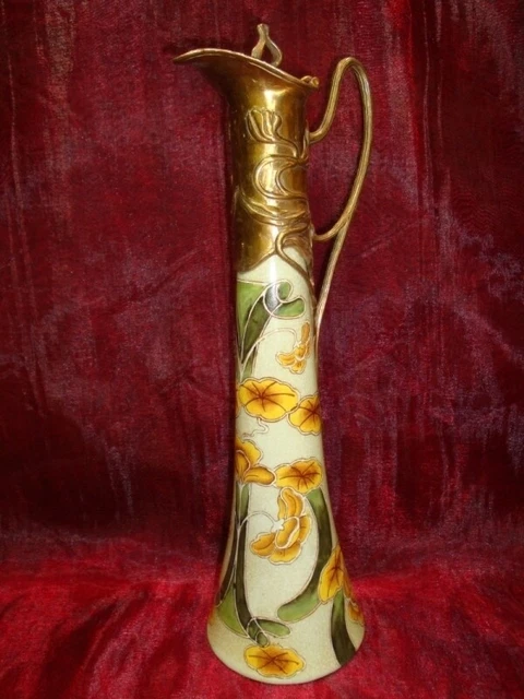 Lanzador Flor Art Deco Estilo Art Nouveau Estilo Porcelana Bronce 3