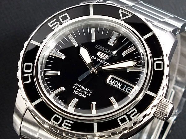 SEIKO 5 SNZH55 SNZH55K1 Automatic 100m Diver New in Box Black #