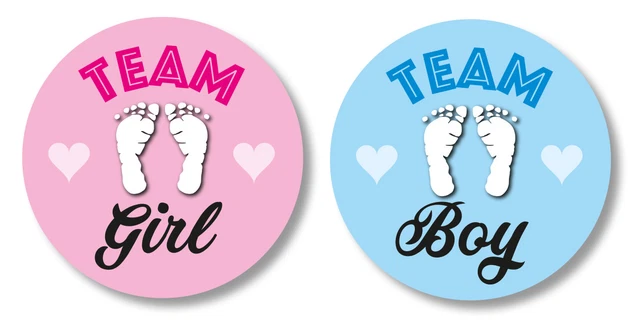 Adesivi Gender Reveal Party Team Boy o Girl, 96 Etichette per Baby Shower, Decorazioni e Gadget Idee Originali per Giochi e Feste Nascita