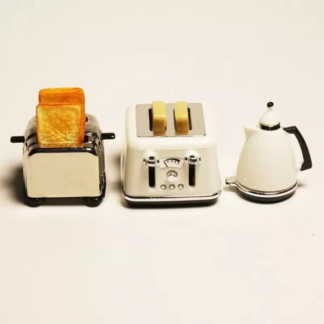 3PC Dolls House 1:12 Scale Miniatures Toaster Teapot Kitchenware Accessories