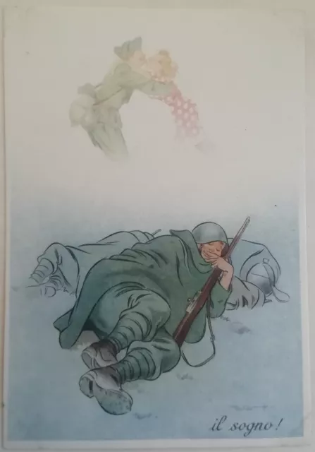 Cartolina "Il Sogno " Unione Militare Regio Esercito Soldato Fidanzamento