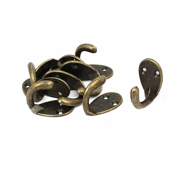 38mm x 22mm Robe Clothes Hat Coat Wall Hanging Hooks Single Prong Hanger 10PCS
