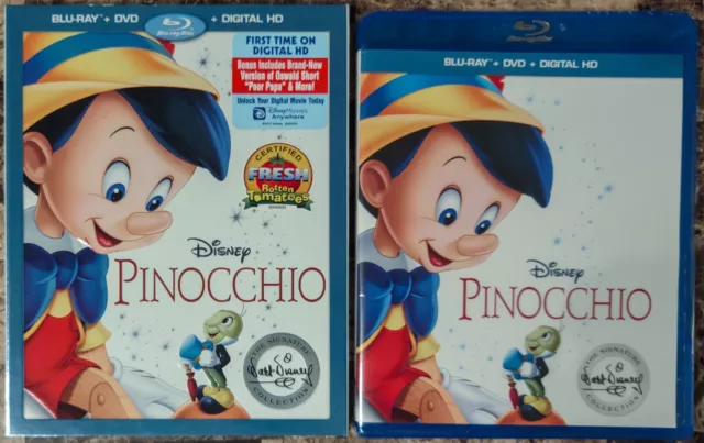 NEW Pinocchio (Blu-ray DVD Digital 2-Disc Set Signature Collection w Slipcover)