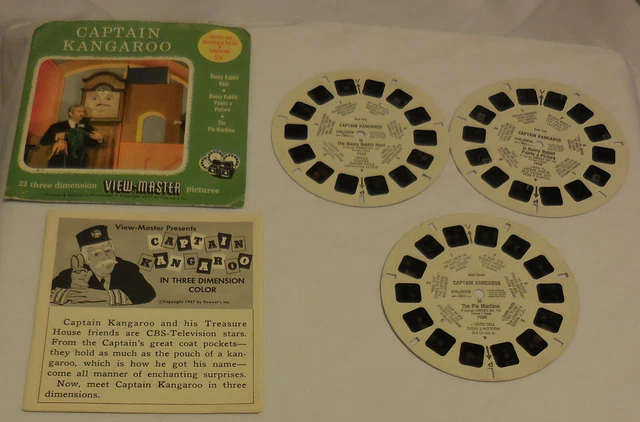 3 reel captain Kangaroo 1957 View-Master Packet Reels 755A 755B 755C,vintage