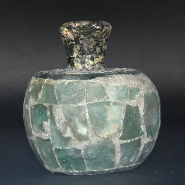 Large Genuine Ancient Early Roman Glass Bottle Vessel Circa 1st - 3rd Century AD