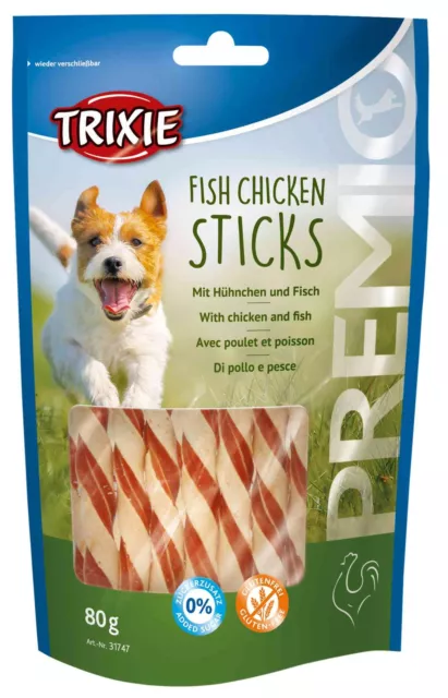 12 X Trixie Premio Poisson Poulet Bâtons 12 X 80 G Rouleau à Mâcher Friandise