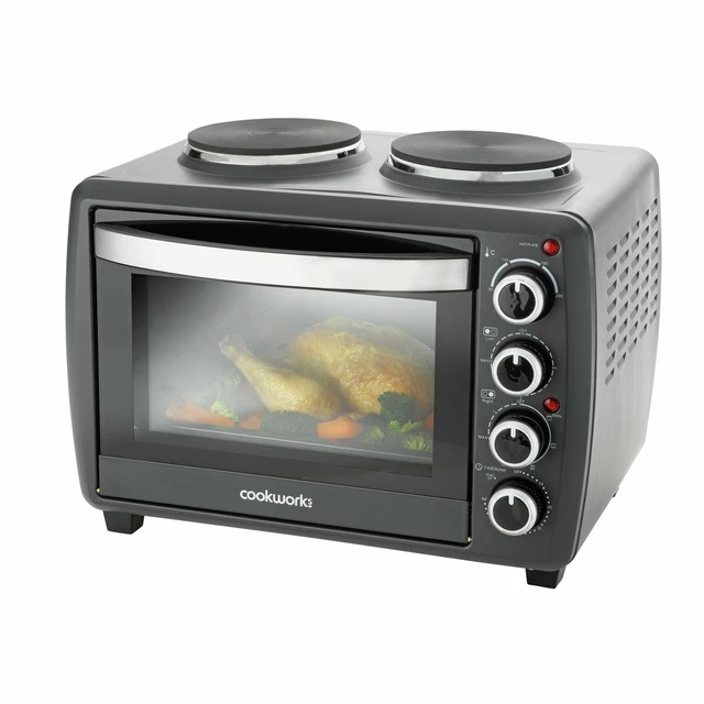 COOKWORKS 28L MINI Oven with Hob Grill and Rotisserie 2500W 41.18 PicClick UK