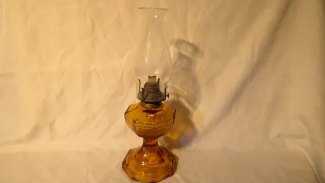 Vintage Amber Depression Glass Oil  Kerosene Lamp Appleton Brisbane