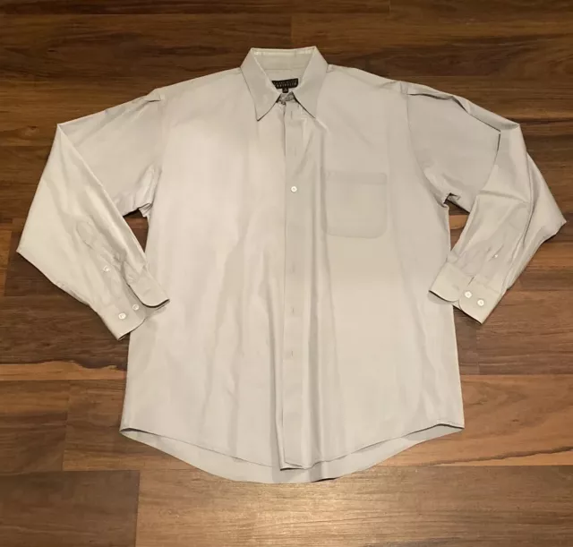 Perry Ellis Portfolio Shirt Men’s Large Gray Button Up Long Sleeve