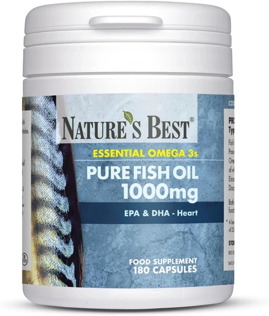 HIGH STRENGTH OMEGA 3 Fish Oil Capsules 1000mg EPA DHA 180 Count £21.80 ...