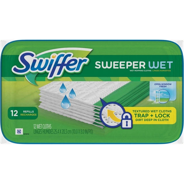 Swiffer Sweeper Wet Mop Refills - 10" Width - Cloth - White - 144 / Carton
