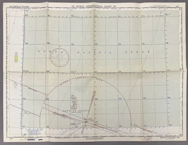 USAF NAVIGATIONAL CHART of Midway. 1951. Paper US Air Corps Air Force ...