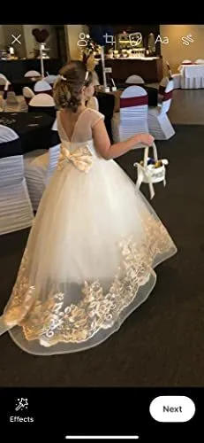 ABAO SISTER Elegant Flower Girl Dress for Wedding Kids Sleevelesss Lace Pageant