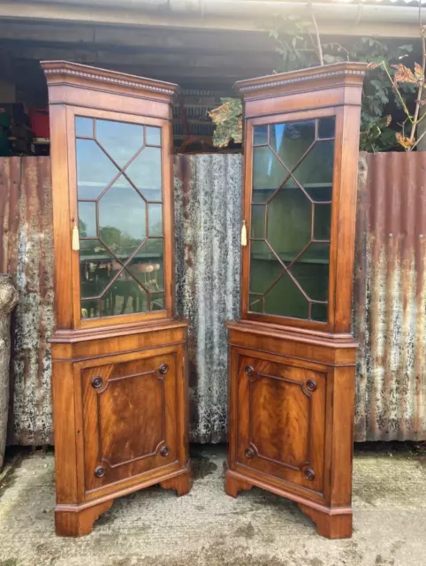 Pair Of Early 20c Georgian Style Mahogany Corner Cabinets