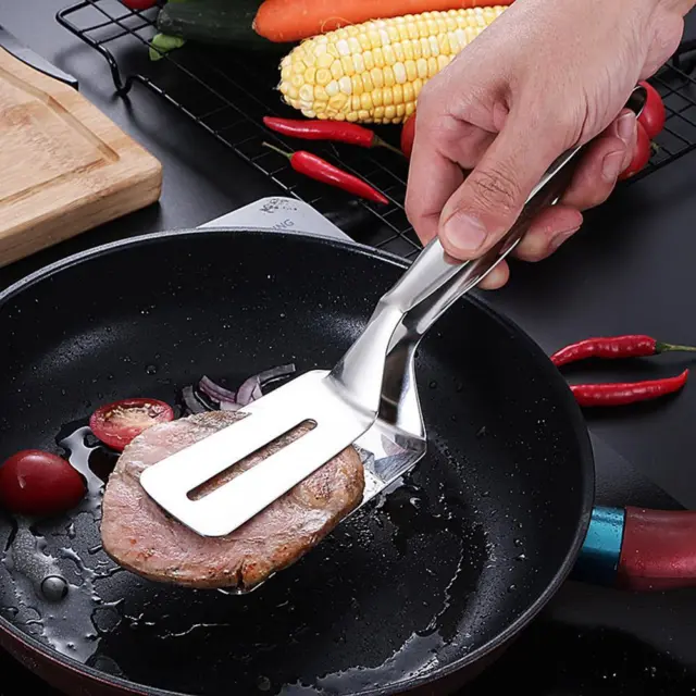 MY# Stainless Steel Barbecue Tongs Kitchen Barbecue Food Flipping Spatula Tongs