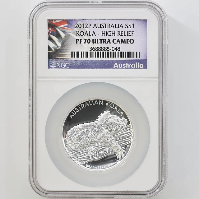 2012 Australia Koala 1 Australian Dollar High Relief Silver Proof Coin NGC PF 70