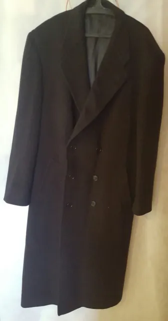 BARNEYS NY~Mens Black Winter Trench Over Coat Soft Wool QUALITY Italy GLOBAL!