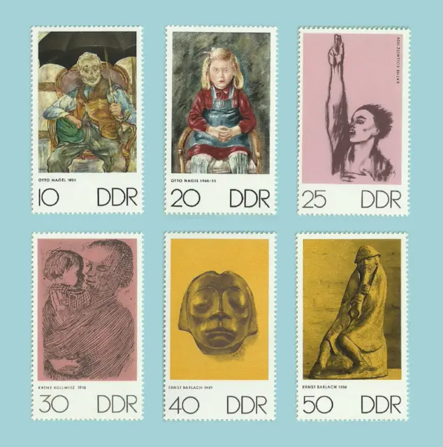Postfrische DDR-Briefmarken Michel-Nr. 1607-1612** Gedenken deutsche Maler 1970