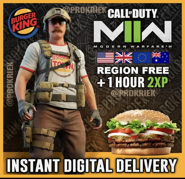 BURGER KING COD Modern Warfare 2 Burger Town Operator Skin + 1HR 2XP